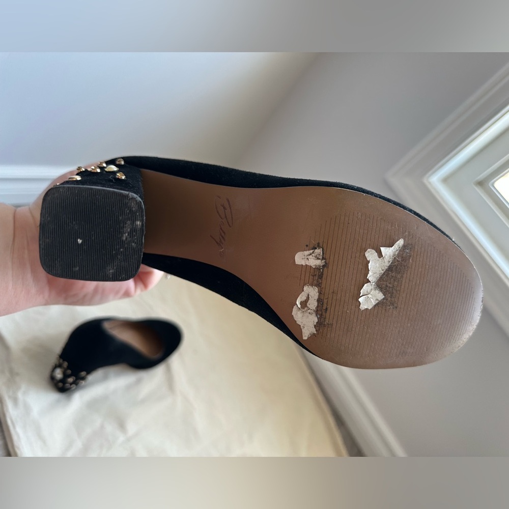 Black Velvet Pumps with Pearl & Gem Embellished - Picture 7 of 10